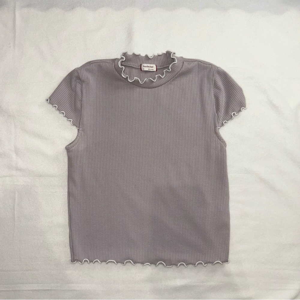 Sunday Best Ribbed Lettuce Trim Tee (XS)